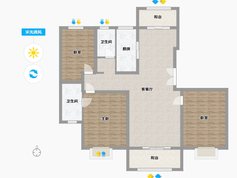 山西省-临汾市-锦和园-130.00-户型库-采光通风