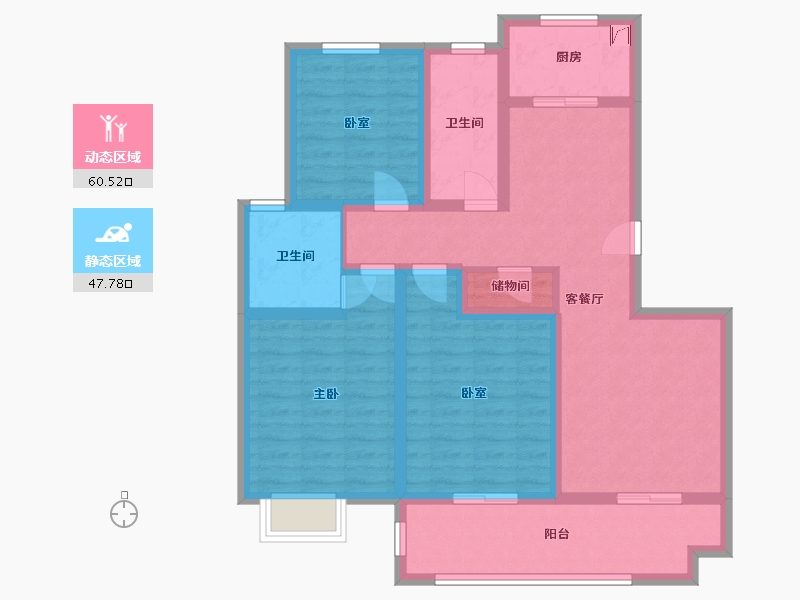 江苏省-盐城市-海都雅居-95.00-户型库-动静分区