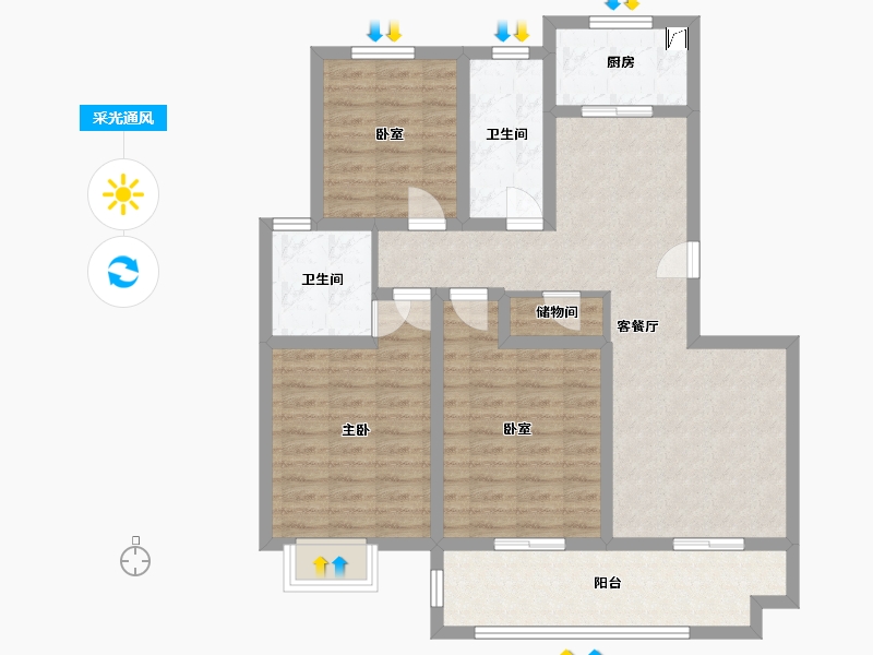 江苏省-盐城市-海都雅居-95.00-户型库-采光通风