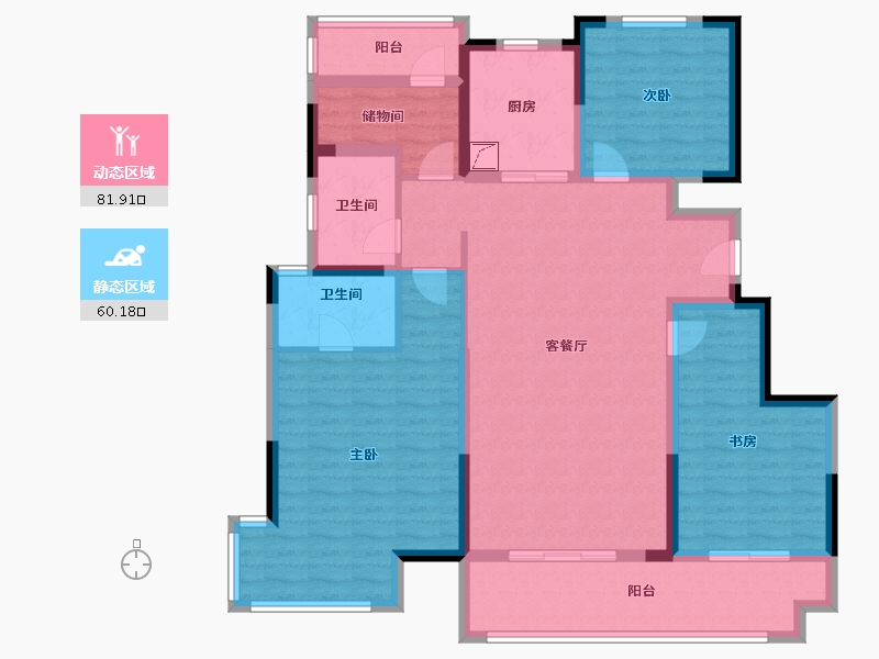 安徽省-宣城市-宣城云锦-127.00-户型库-动静分区