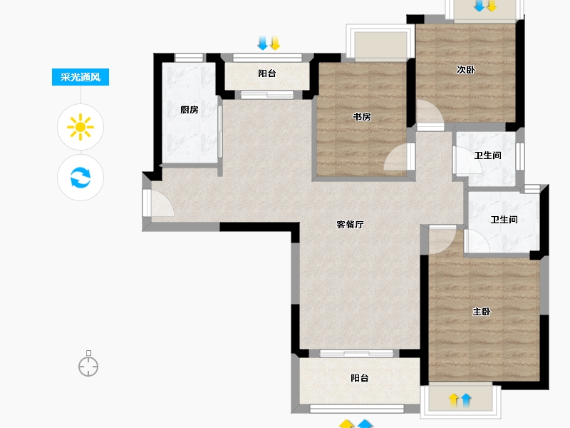 湖北省-武汉市-光谷悦城-89.00-户型库-采光通风