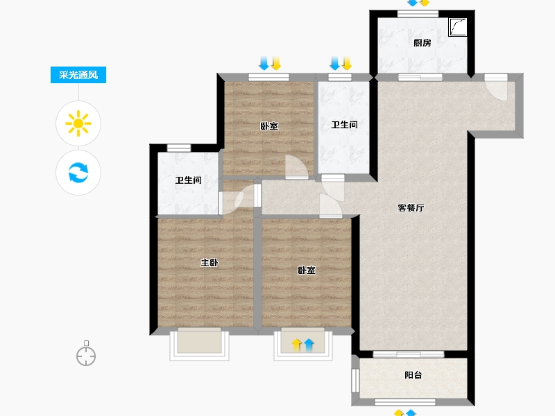 甘肃省-兰州市-华润未来城市-90.00-户型库-采光通风