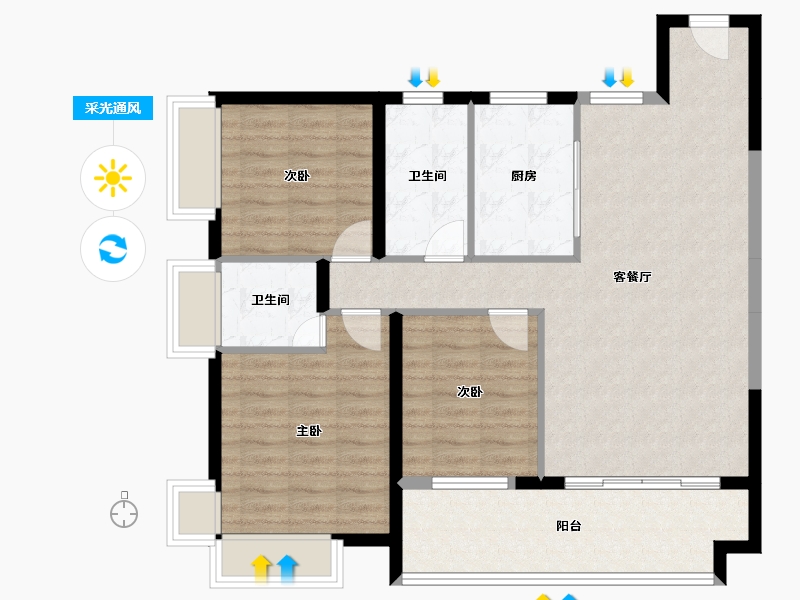 湖南省-衡阳市-家兴华府-120.00-户型库-采光通风