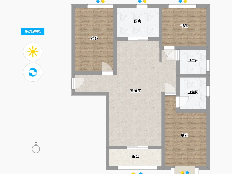 山西省-临汾市-玉峰华府-110.00-户型库-采光通风