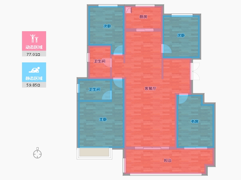 安徽省-六安市-书香弘苑-123.00-户型库-动静分区