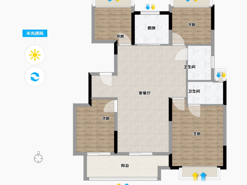 安徽省-亳州市-亳州玺樾府-123.00-户型库-采光通风