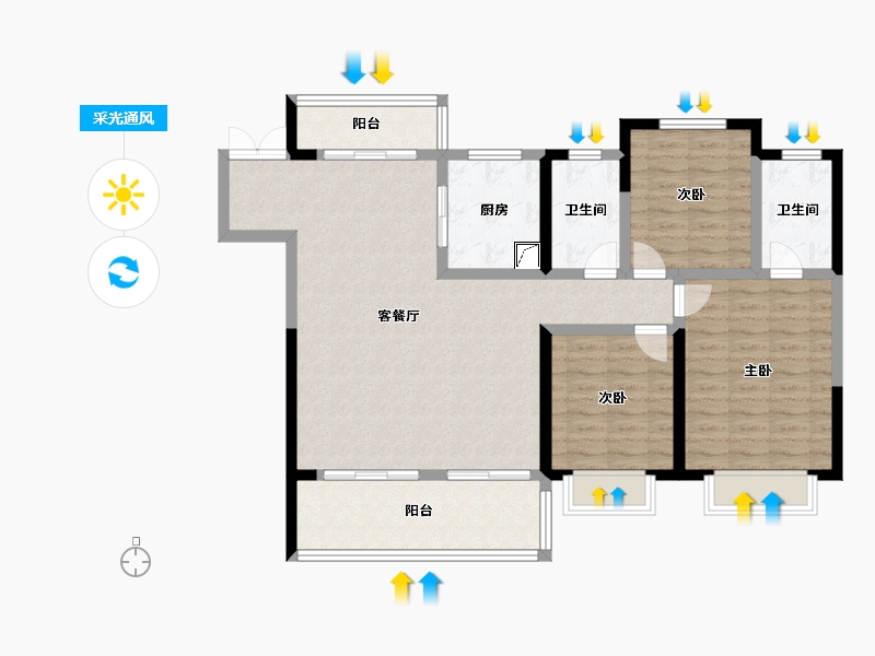 湖北省-宜昌市-吾悦广场-109.00-户型库-采光通风