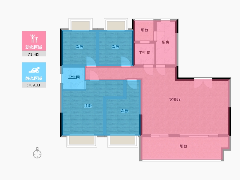 重庆-重庆市-华渝馨园-124.00-户型库-动静分区