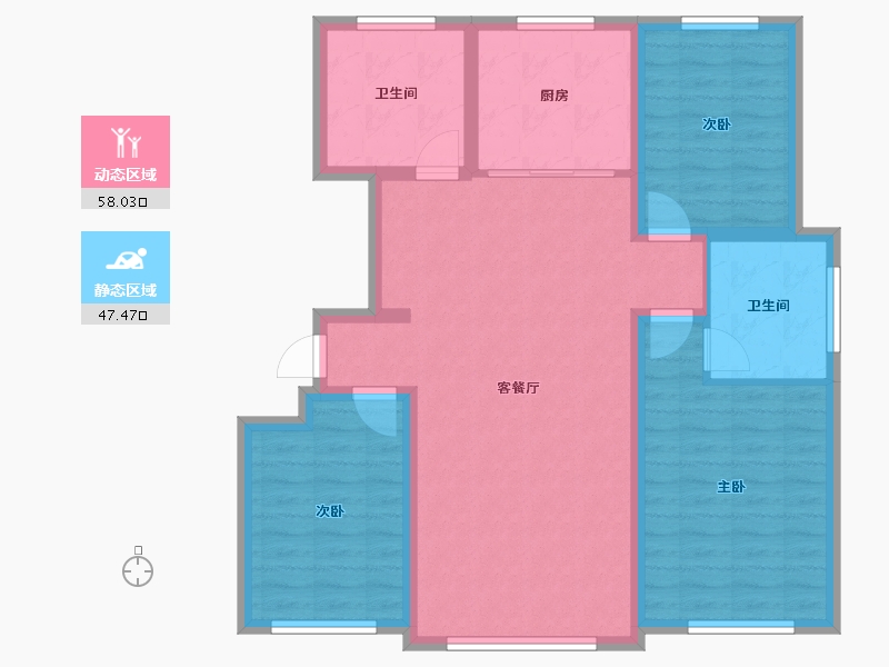 内蒙古自治区-赤峰市-崇德园-129.56-户型库-动静分区