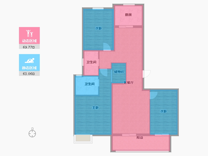 陕西省-渭南市-蒲城龙记观园-120.00-户型库-动静分区