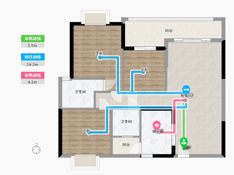 广西壮族自治区-南宁市-凯业花园-一区-104.00-户型库-动静线