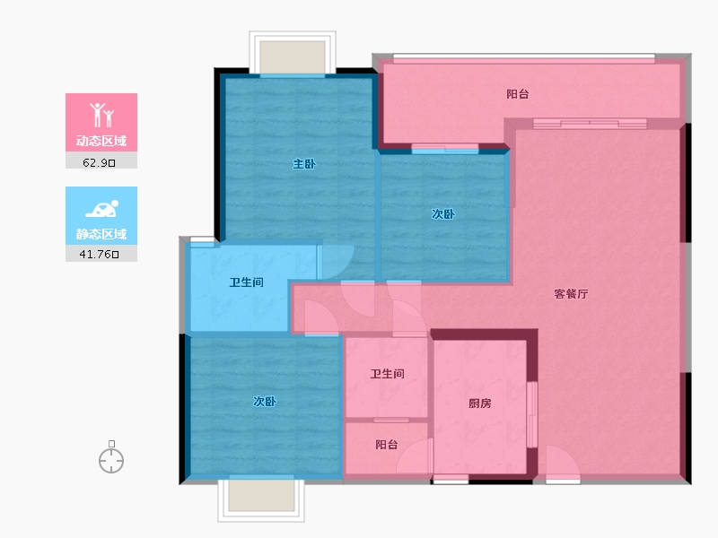 广西壮族自治区-南宁市-凯业花园-一区-104.00-户型库-动静分区