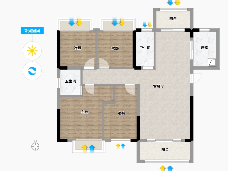 湖南省-长沙市-润和国际广场-110.00-户型库-采光通风