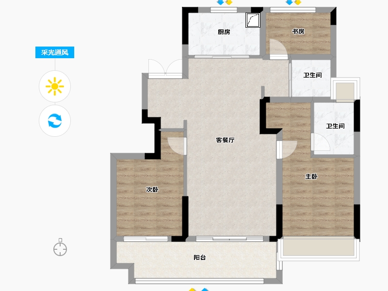 安徽省-宿州市-国建京御府-90.00-户型库-采光通风