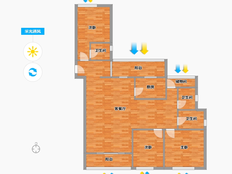 福建省-漳州市-大唐名门印象-108.00-户型库-采光通风