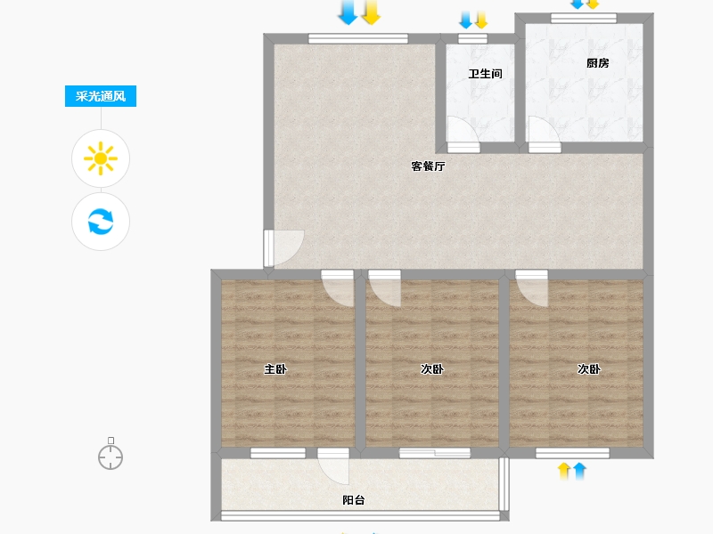 河南省-商丘市-圣源学校家属院-100.00-户型库-采光通风