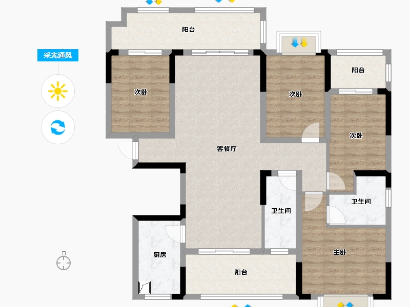 浙江省-杭州市-外滩23号-120.00-户型库-采光通风