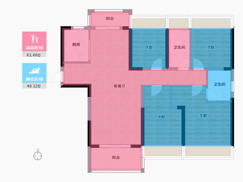 湖北省-黄石市-碧桂园城市花园-105.00-户型库-动静分区