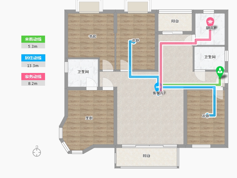 江苏省-南京市-明发滨江新城-三期-118.06-户型库-动静线