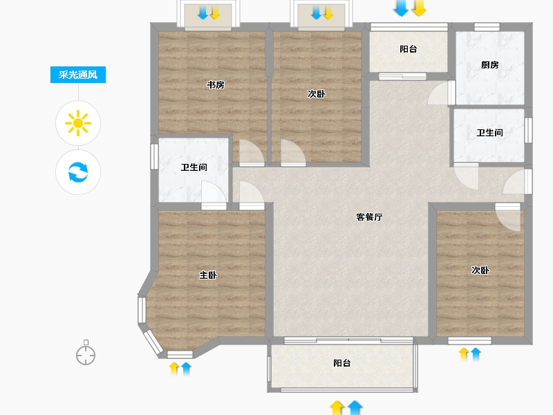 江苏省-南京市-明发滨江新城-三期-118.06-户型库-采光通风