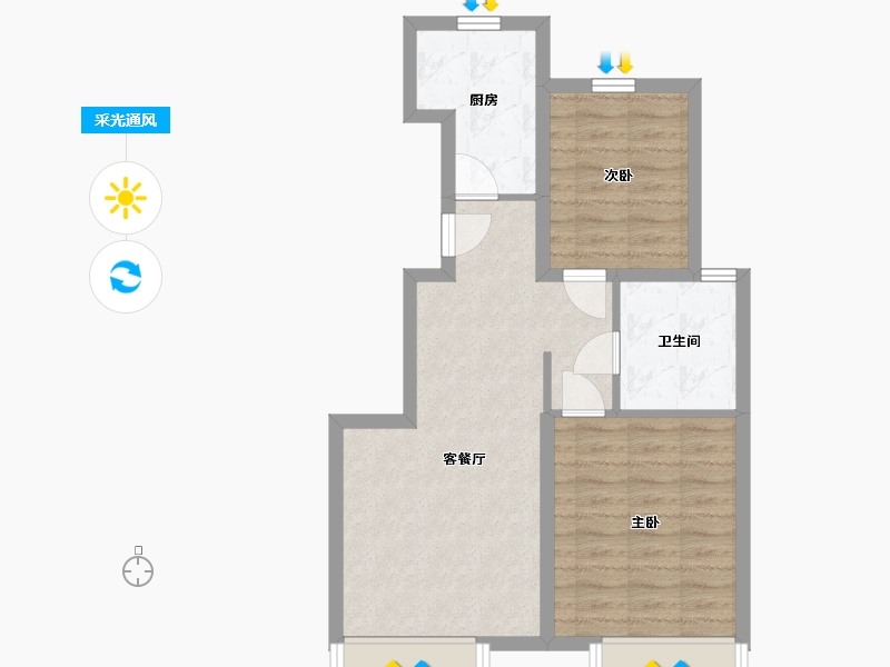 吉林省-长春市-卡伦湖复地生态城-70.00-户型库-采光通风