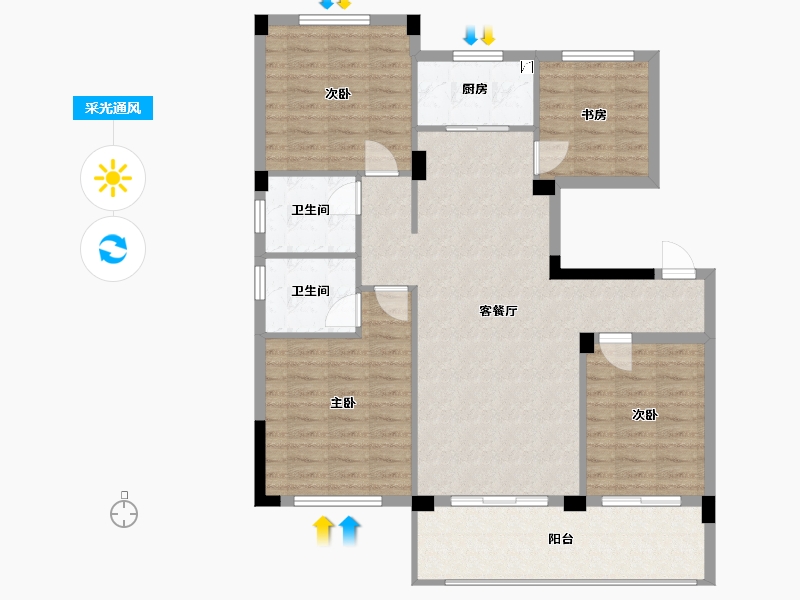 浙江省-衢州市-华都天元府-107.00-户型库-采光通风