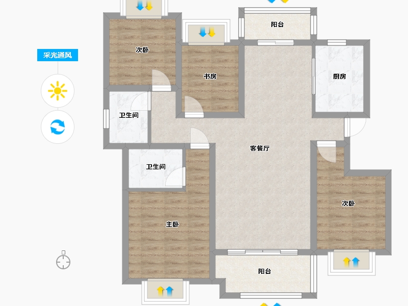 江西省-吉安市-越兴·文华印象-105.00-户型库-采光通风