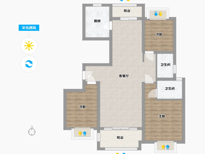 江西省-吉安市-越兴·文华印象-95.00-户型库-采光通风