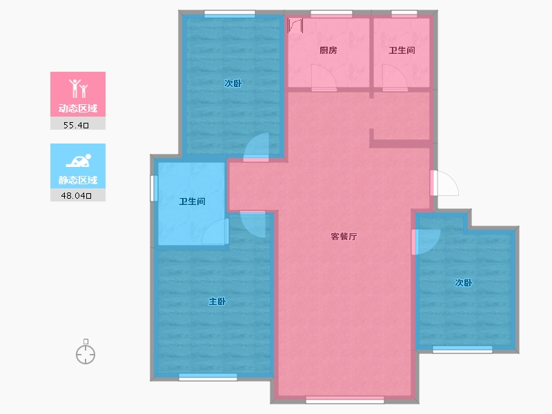 辽宁省-大连市-绿地香树花城-92.00-户型库-动静分区