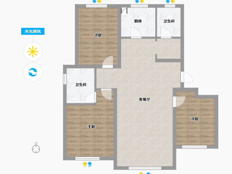 辽宁省-大连市-绿地香树花城-92.00-户型库-采光通风