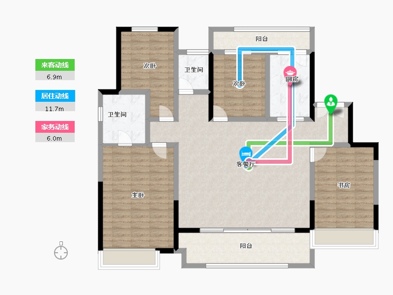 陕西省-西安市-康桥·悦蓉园-130.00-户型库-动静线