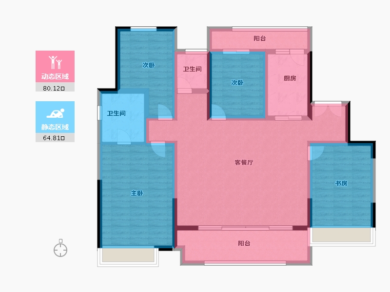 陕西省-西安市-康桥·悦蓉园-130.00-户型库-动静分区