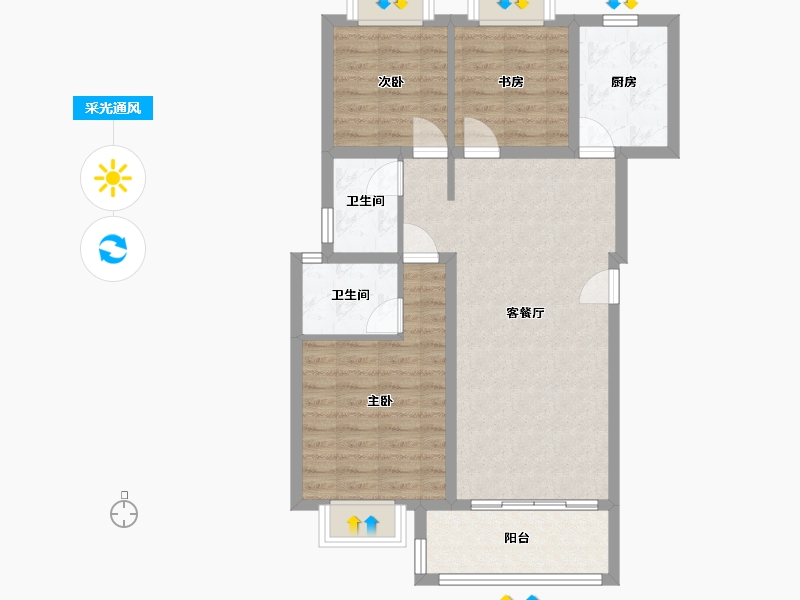 江西省-吉安市-越兴·文华印象-93.00-户型库-采光通风