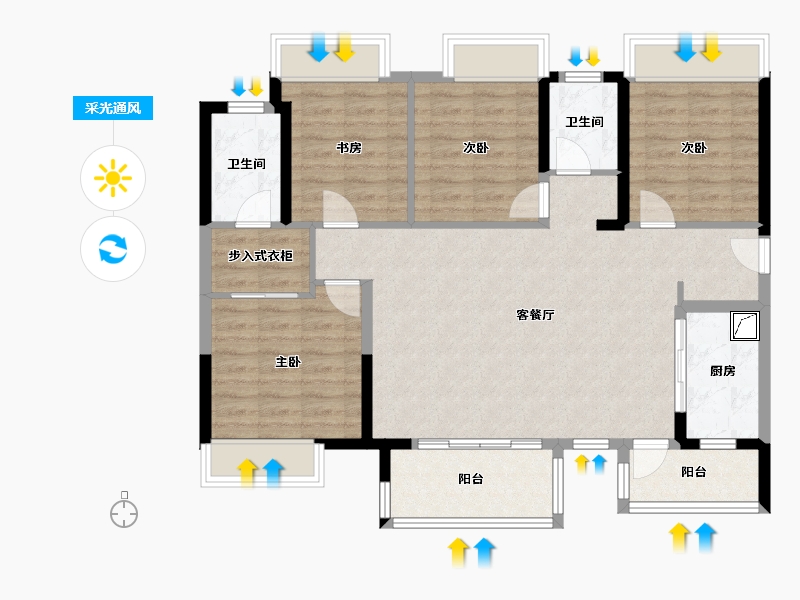 四川省-成都市-华润理想之城-109.00-户型库-采光通风