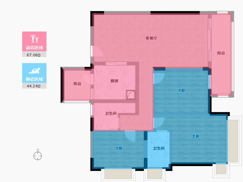 广东省-珠海市-华发新城-三期-106.70-户型库-动静分区