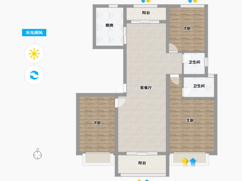 河南省-濮阳市-玖昌悦府-99.96-户型库-采光通风