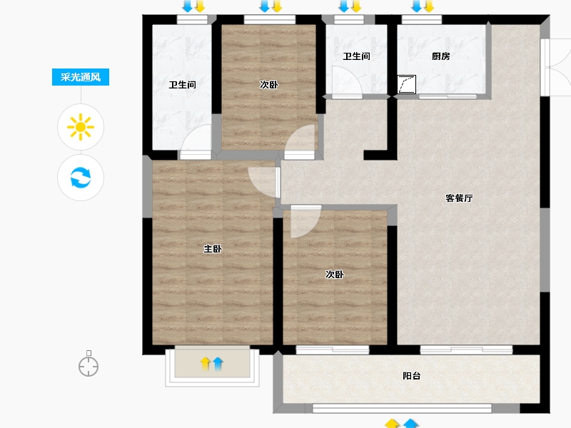 陕西省-西安市-高新·云锦-84.00-户型库-采光通风