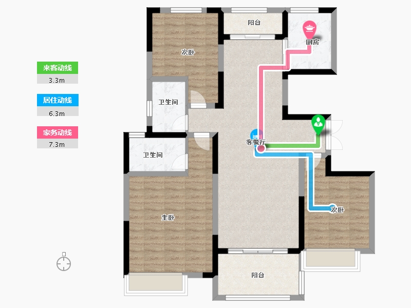 河南省-新乡市-延津建业·壹号城邦-107.72-户型库-动静线