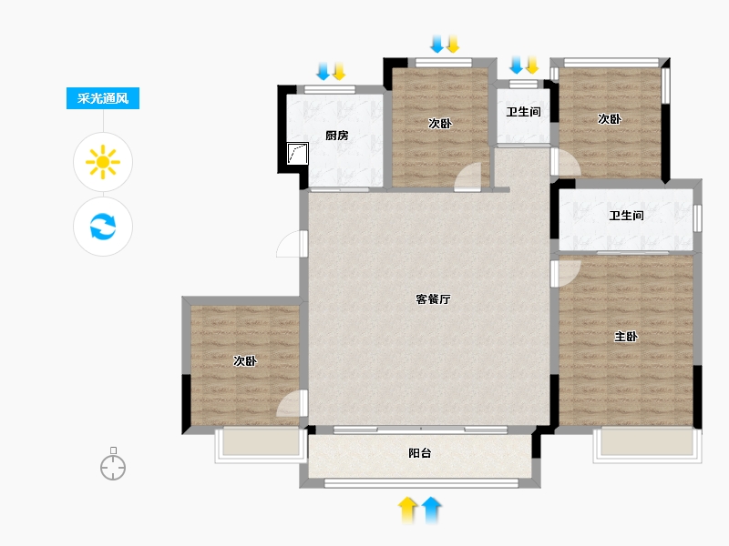 浙江省-湖州市-燕澜府-123.00-户型库-采光通风