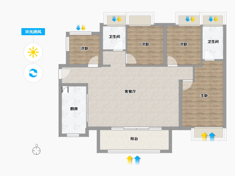 广东省-清远市-保利天汇天境-101.39-户型库-采光通风