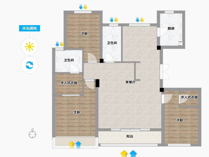 浙江省-台州市-天辰誉府-103.00-户型库-采光通风