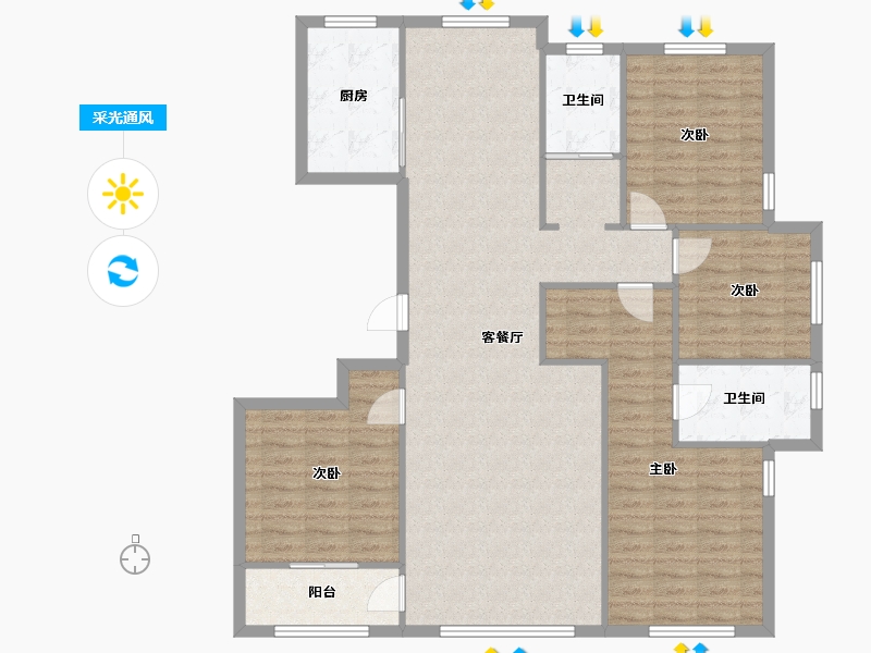 山东省-潍坊市-东城玉苑-136.46-户型库-采光通风