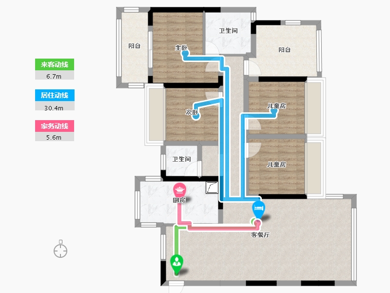 湖南省-怀化市-一号公馆-117.00-户型库-动静线