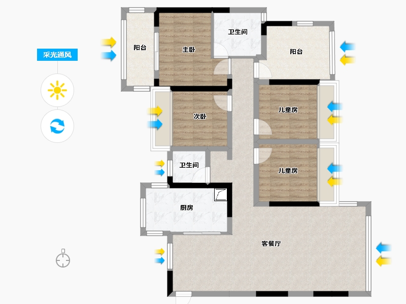 湖南省-怀化市-一号公馆-117.00-户型库-采光通风