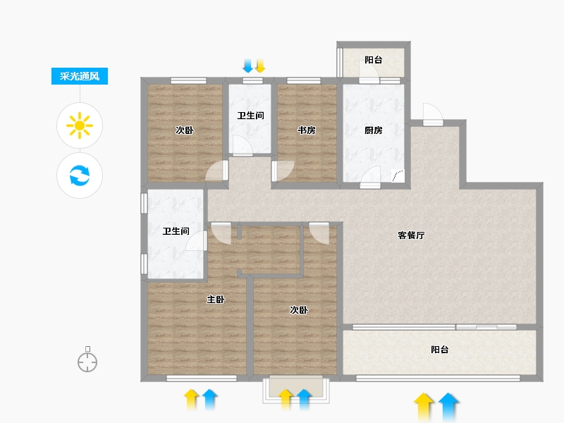 陕西省-咸阳市-融创中央学府-149.00-户型库-采光通风