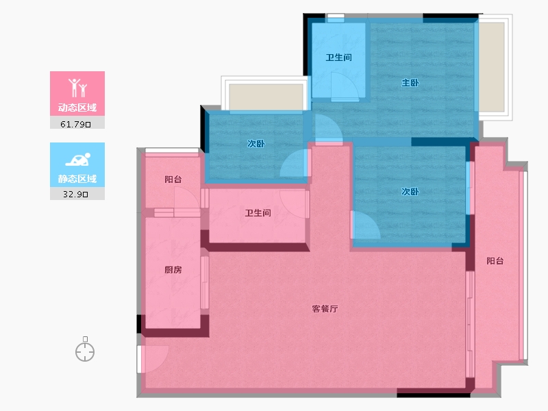 重庆-重庆市-泰吉同诚悦府-90.00-户型库-动静分区