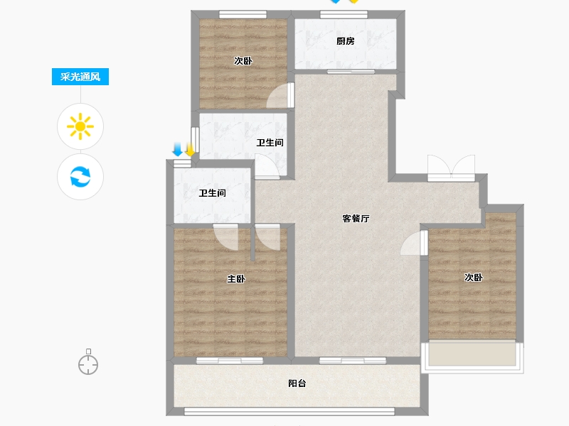 海南省-海口市-北辰府-99.12-户型库-采光通风