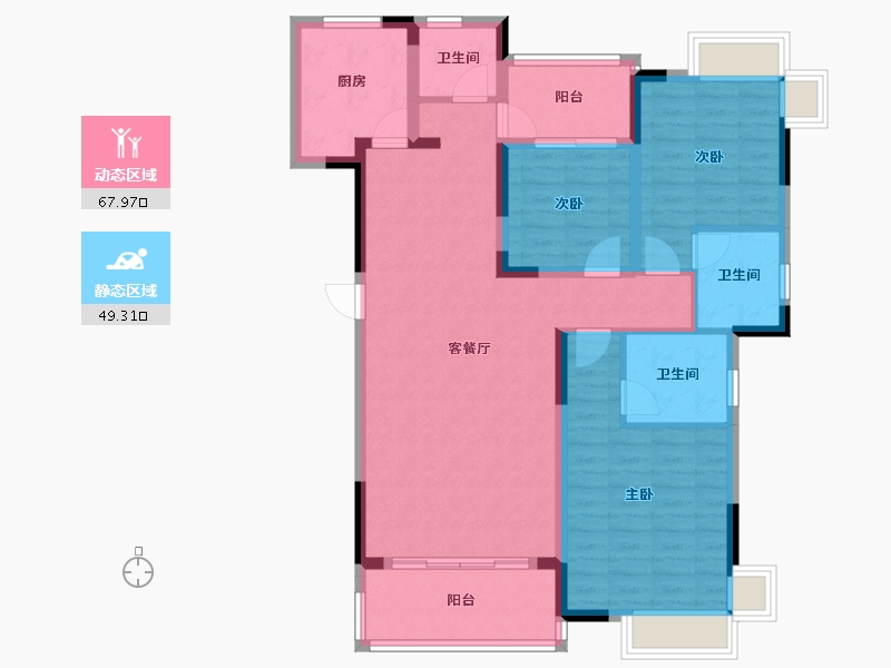 广东省-梅州市-翠拥华庭-105.00-户型库-动静分区