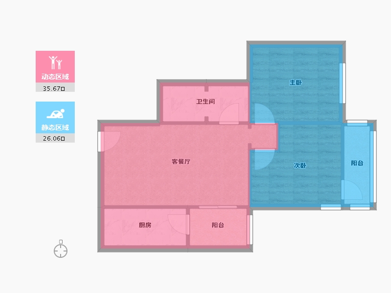 北京-北京市-玉海园二里-61.30-户型库-动静分区