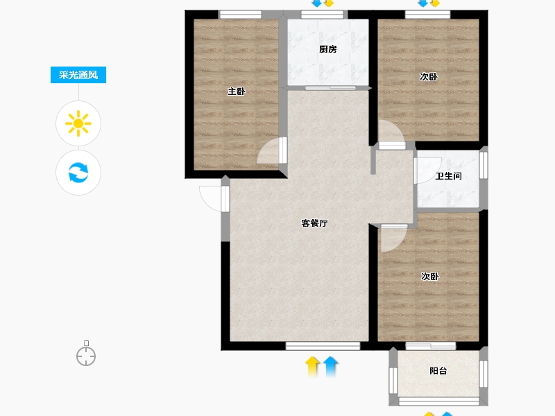 河北省-石家庄市-玉龙小区-84.63-户型库-采光通风